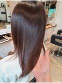 ツヤ髪大人可愛いブラウンナチュラルストレート大人ミディ