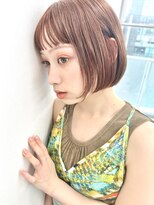 ヒビヲ(HIBIO)&nbsp;ダブルカラーオレンジベージュカラーハイトーンカラーボブ前髪