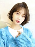 大人可愛い20代30代40代/小顔ボブ/ショートボブ/グレーベージュ