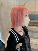 ペールピンク×ステップボブ
