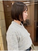 切りっぱなしボブ グレージュ 前髪 顔まわり ボブ/rena