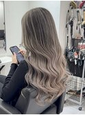 グラデーションカラーバレイヤージュアッシュグレーボブウルフ