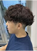 天神波巻きプードルパーマハードスパイラルマッシュメンズ強め