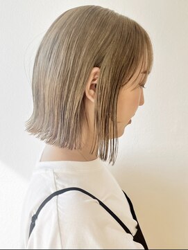 モリオフロムロンドン 松戸店(Morio from London) 【morio松戸　アイダ】ミルクティーベージュ切りっぱなしボブ