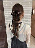 編み下ろしツインヘアアレンジ