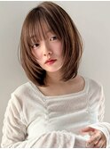 ボブレイヤー 顔周りレイヤー ショートボブ ベージュカラー 20代