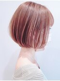 ハイライトイヤリングカラーアッシュオリーブ外ハネボブ