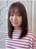 レイヤー ミディアムレイヤー 前髪 顔まわり 顔まわりレイヤー