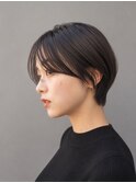 ショート_レイヤーカット_白髪ぼかし_ナチュラルグレージュ