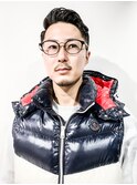 七三オールバックツイストパーマコンマヘア