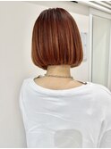 《白髪ぼかしハイライト◎》艶髪オレンジュカラー×美人ミニボブ
