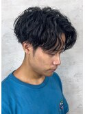刈り上げセンターパートフェザーパーマサーフカールn