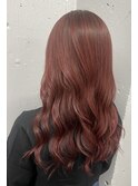 ロング外巻き♪ピンクレッドカラー
