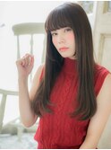 mod's姪浜/ぱっつん前小顔髪艶感ストレート黒髪レイヤーロングi