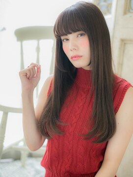 モッズ ヘア 福岡姪浜店(mod's hair) mod's姪浜/ぱっつん前小顔髪艶感ストレート黒髪レイヤーロングi