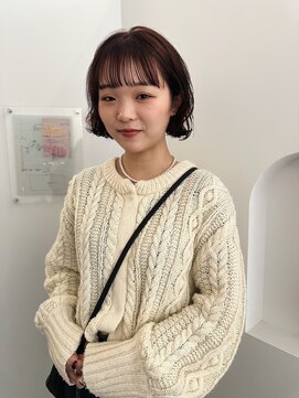 ユー(yew) ミニボブパーマ＋オレンジブラウン　kaho