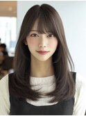 ミディアムレイヤーハッシュカットダークブラウンシャギーカット
