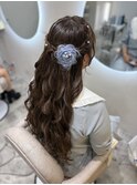 お花ハーフアップ