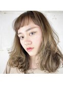 アッシュベージュ×ショートバング【熊本/南区/平成/南熊本】