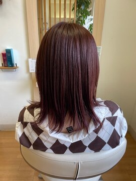 アメイジングヘアー 中沢店(AMAZING HAIR) ピンク系カラー/ミディアムストレート/艶髪/20代30代40代/小顔