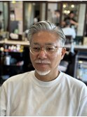 大人海外メンズ七三分けサイドパートフェードカット：尾上　雄輝