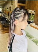 サイドコーンロウストレート4本/ハイトーン/イメチェン/エクステ