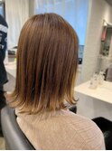 外ハネミディアム×イエローブラウン◎30代40代50代