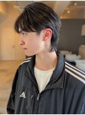 メンズショート ツーブロック カルマパーマ ウルフカット 黒髪
