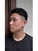 無造作オールバックパーマ