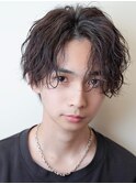 【シースルーセンターパート】波巻きツイストスパイラルパーマ