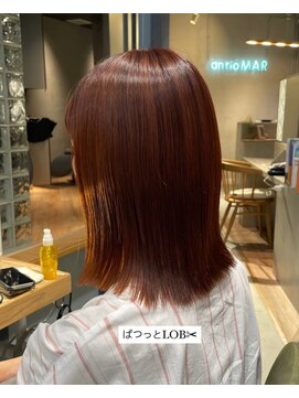 ヘアラウンジ アンリオ(hair lounge an rio) ミディアムボブ×オレンジヘア