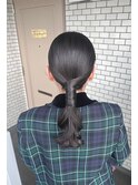ポニーテール ヘアセット ローポニー タイトヘア
