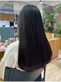 ロング 髪質改善ストレート アッシュブラック 黒髪 20代 艶髪