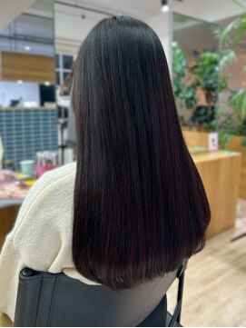 ロング 髪質改善ストレート アッシュブラック 黒髪 20代 艶髪