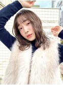 くびレイヤーボブルフネビージュ小顔ワンレンこなれミディ