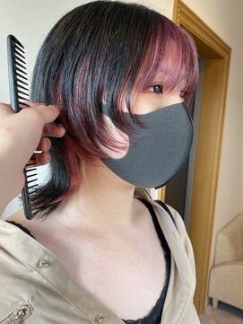 ブランニューロミエ 野田阪神店(Brand new lomie) インナーカラー×ボブウルフ　髪質改善/ピンクカラー/福島区