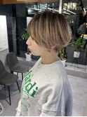 バレイヤージュ×シースルーバング×ミルクティーベージュ☆
