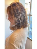 ヘアーエポック(hair epoque)&nbsp;くびレイヤーエモージュ前髪パーマグレーベージュレイヤーボブ