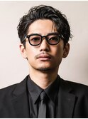 大人ハーフバック メンズパーマ ツーブロック ビジネス ショート