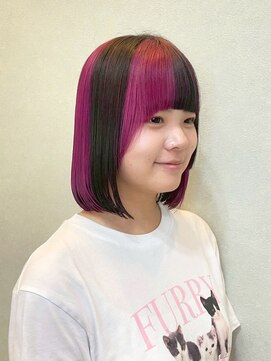 リフレアンドケア ミチ 幸町店(refre&care MICHI) コントラストカラー×ボブストレート【岡山イオンから徒歩5分】