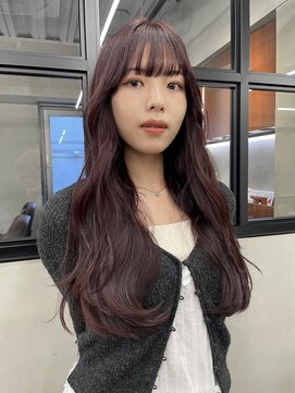 ニコ トウキョウ 渋谷(nico TOKYO) ダブルカラーチェリーレッドピンクブラウン韓国レイヤーロング