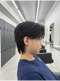センターパートウルフ　ニュアンスパーマ