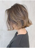 似合わせカットマロンベージュウェーブミディアム_ba174315