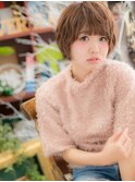 ココアブラウンくせ毛風小顔ショートウルフc4上尾20代30代40代