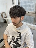 波巻きスパイラルツイストスパイラルパーマツーブロックパーマ