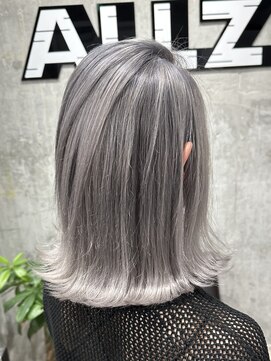 オルズ 渋谷(ALLZ) バレイヤージュホワイトグレーダブルカラーハイトーンケアカラー
