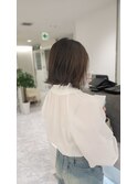 外はねボブ×ブラウンベージュ