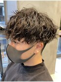 メンズ波巻きスパイラルパーマショートプードルパーマコンマヘア