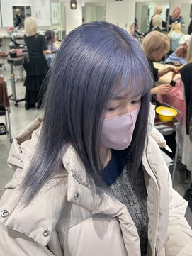 ベレーザ 渋谷(BELEZA) 11861艶髪ネイビーブルーブルーシルバーストレートブルーカラー