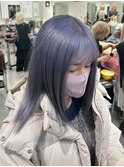 11861艶髪ネイビーブルーブルーシルバーストレートブルーカラー